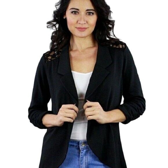 MOA MOA Black Blazer with Lace Back‎ Detail Women's Size S - Picture 1 of 8